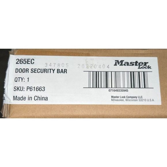 Master Lock 265D Door Security Bar, Burglar Safety Lock Stopper - White NEW - Picture 10 of 10